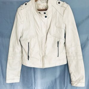 White Faux Leather Moto Jacket